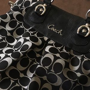 Coach black and grey Signature C handbag
